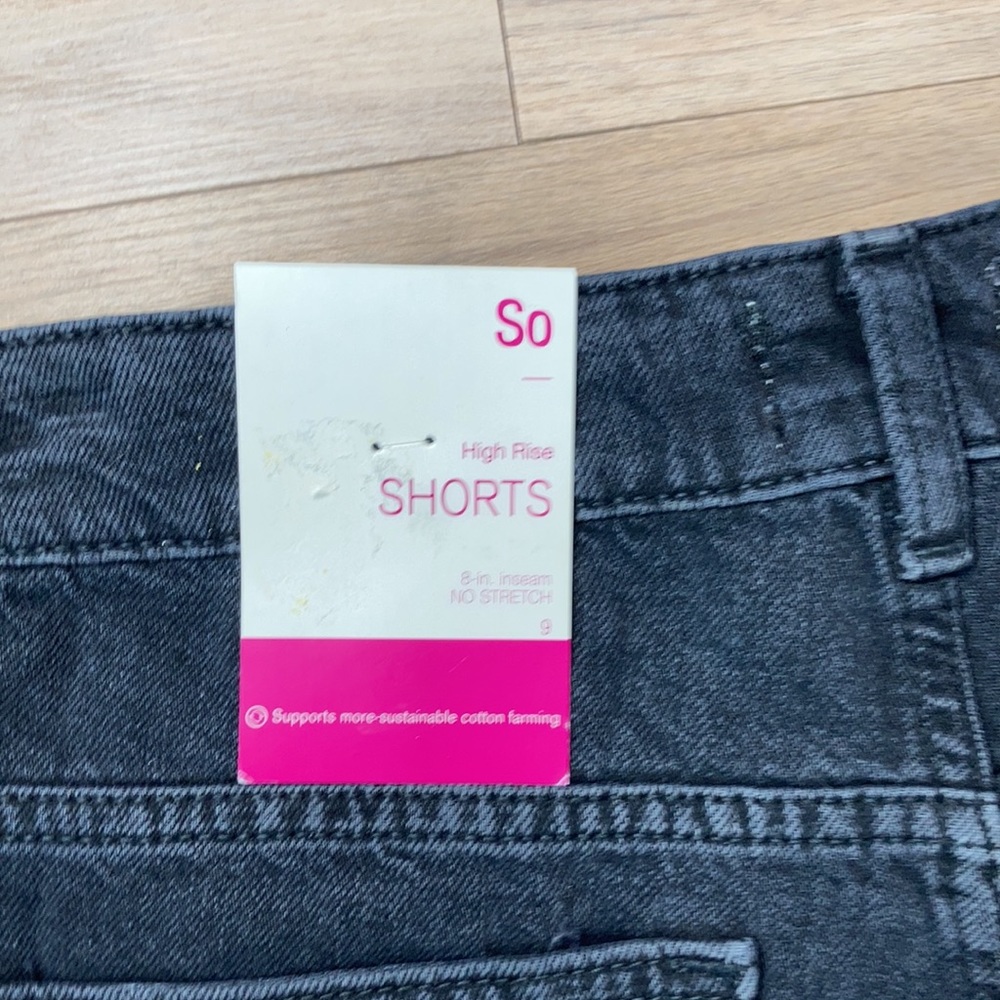 SO high rise black denim jean short 8 in inseam size 13 jrs - Picture 5 of 13